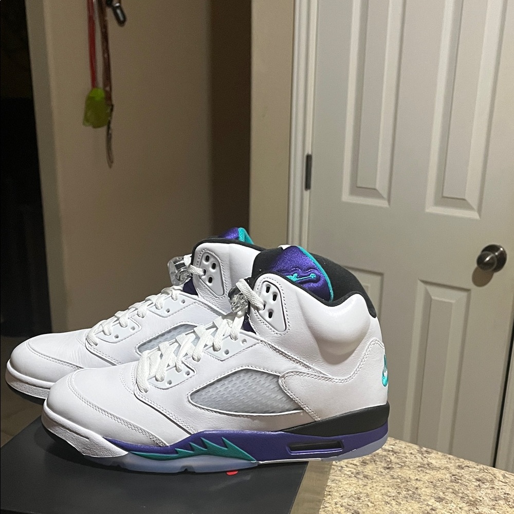 Nike Air Jordan 5 White and Purple Sneakers
